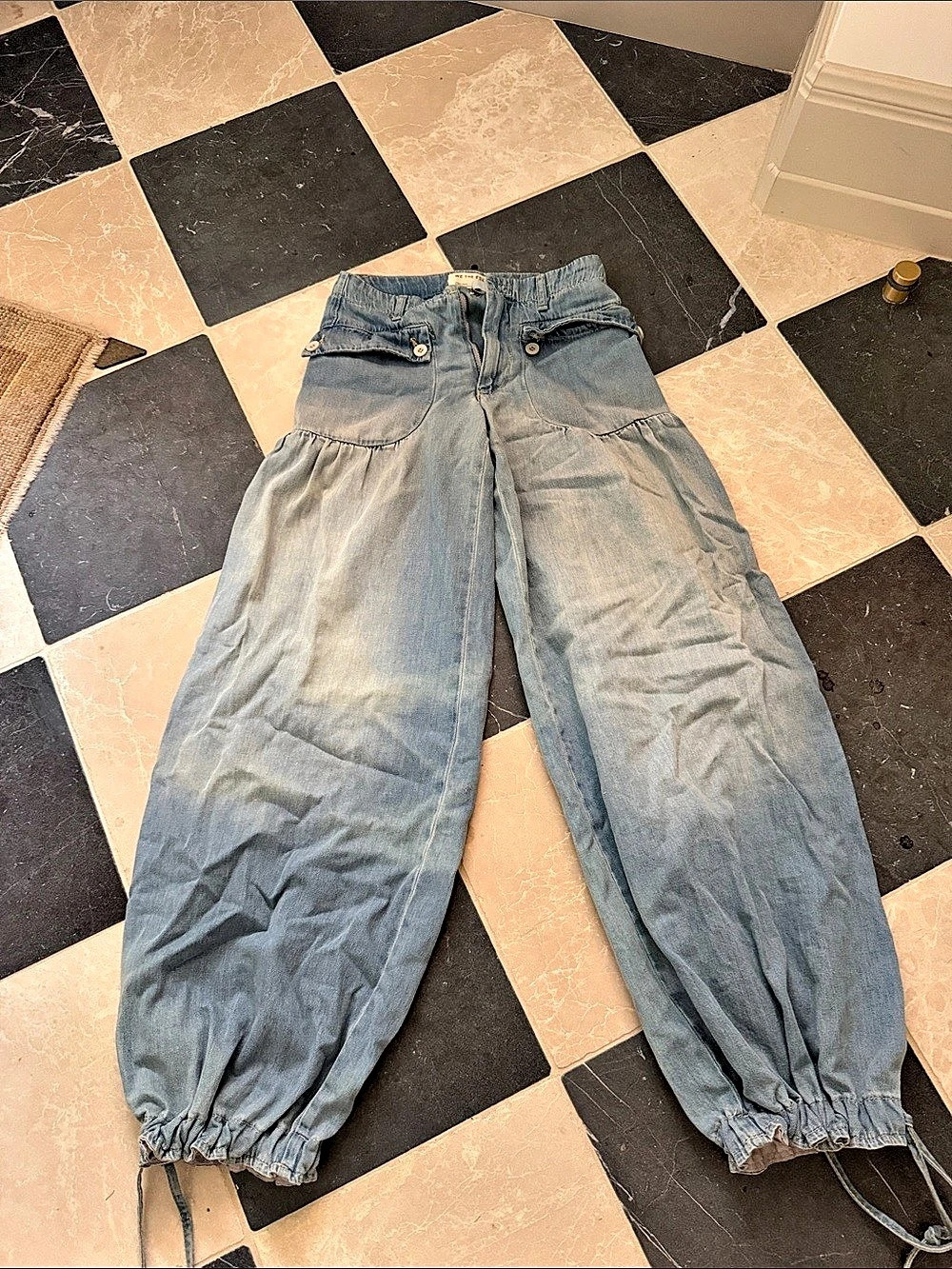 We The Free Good Luck Mid-Rise Barrel Jeans Blue Waist 24